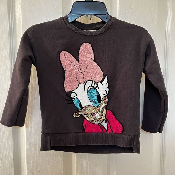 Zara Girls Disney Daisy Duck Sequin Applique Sweatshirt Size 6 - Picture 1 of 14